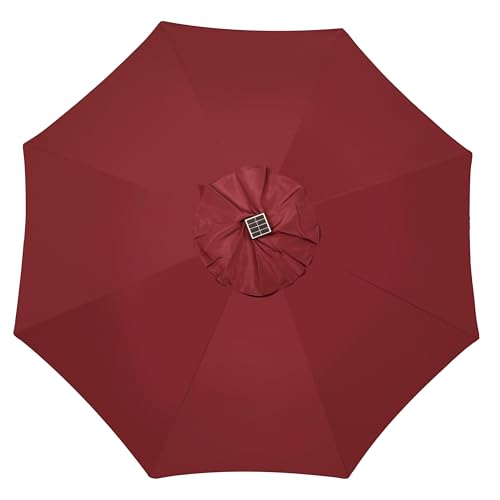 Image of Blissun 9 ft Solar Umbrella, 32 LED Lighted Patio Umbrella, Table Market Umbrella, Outdoor Umbrella for Garden, Deck, Backyard, Pool and Beach (Burgundy)