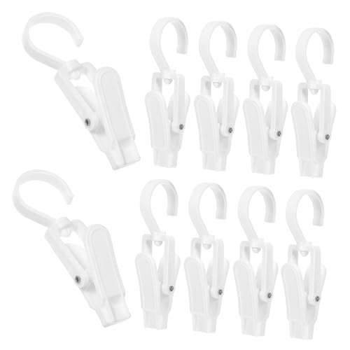 POPETPOP 10 Piezas Gancho Giratorio Clips con Ganchos Pinzas para la Ropa Clip de suspensión Individual Pinzas para tendedero Pinzas para Toallas de Playa el plastico