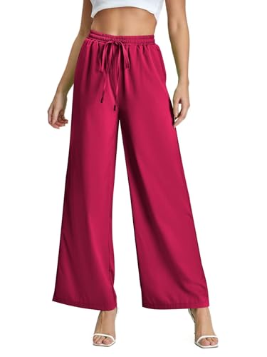 Women's Knot Front Wide Leg Pants High Waisted Casual Lounge Pants Trousers4