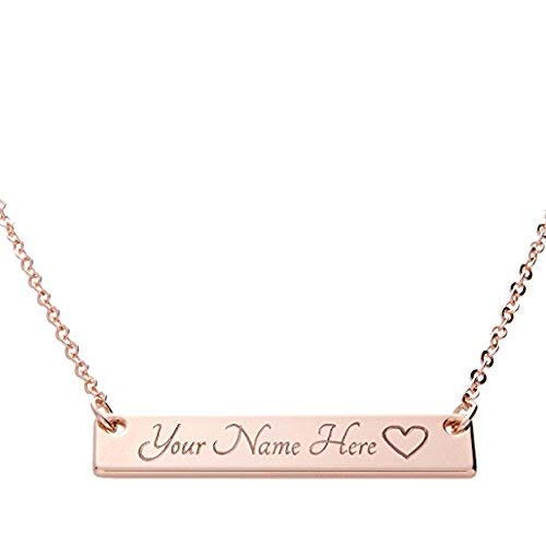 Personalized Name Bar Necklace | 16K Gold/Silver/Rose Gold Plated | Dainty Diamond | Machine Engraving | Bridesmaid, Best Graduation Day Gift