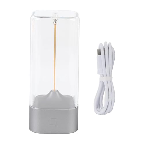 Marhynchus Lámpara de Escritorio LED de Filamento Magnético Lámpara de Mesa Inalámbrica Recargable con Control Táctil Brillo Regulable Lazo para Colgar para Dormitorio Oficina Camping (SILVER)