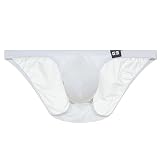 [ジーステーション] ブリーフ ビキニブリーフ ビキニ メンズメンズプレミアムチャイナ シンプル 透け シースルー メンズ 男性下着 立体縫製 ローライズ (XXLサイズ, ホワイト)