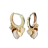 Zirconias de moda, circonitas cúbicas colgantes con borlas, dijes en forma corazón, aros infinitos for mujer, joyería bohemia(Gold Color)