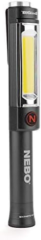 NEBO Big Larry 2 Work Light | 500 Lumens, 4 Light Modes, Magnetic LED Flashlight & Portable COB Task Lamp, Battery Powered, Pocket Clip, Water Resistant, Includes 3x AA Batteries โ Storm Gray