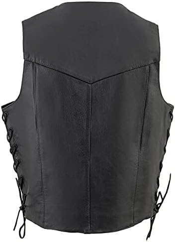 Milwaukee Leather SH1315 Colete masculino de couro preto clássico