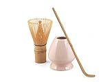 H&H Matcha Tee Set – 3-teiliges Set mit Bambusbesen, Porzellanhalter & Bambuslöffel – Farben assortiert (zufällige Farbauswahl) – Traditionelles Zubehör für Matcha-Zubereitung