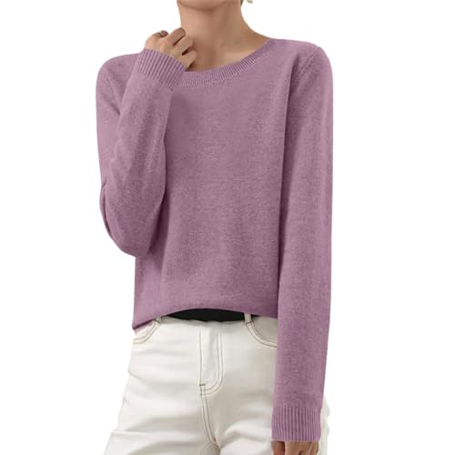 OIOLOYJM Fall Cashmere Sweaters for Women 2025 Crewneck Long Sleeve Tops Knitted Pullovers Lightweight Merino Wool Sweater