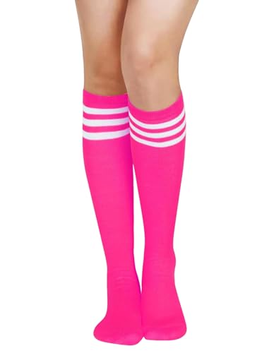 Image of Women's Knee High Athletic Socks Casual Stripes Tube Socks Outdoor Sport Socks