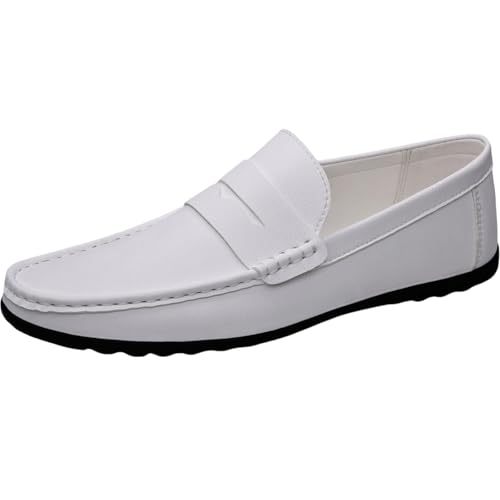 Men's Solid Colour Vintage Slip On Penny Loafer Shoes, Comfy Non Slip Durable Rubber Sole