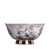 PVGYUJFD Chinesische Porzellanschalen, Reisschüssel aus Porzellan im antiken chinesischen Palaststil, 15,6 cm (6,1 Zoll), hohe chinesische Schüssel mit goldenen und roten Blumen
