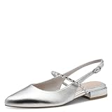 MARCO TOZZI Damen Pumps weiches Feel Me Fußbett Leder Decksohle Hochzeit, metallic (Silver), 39 EU
