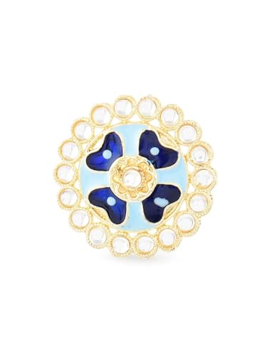 Joyas Kundan Meenakari en latón chapado en oro azul de alta joyería artesanal para bodas 6