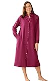 Only Necessities Plus Size Fleece Snap-Front Robe - 1X, Pomegranate