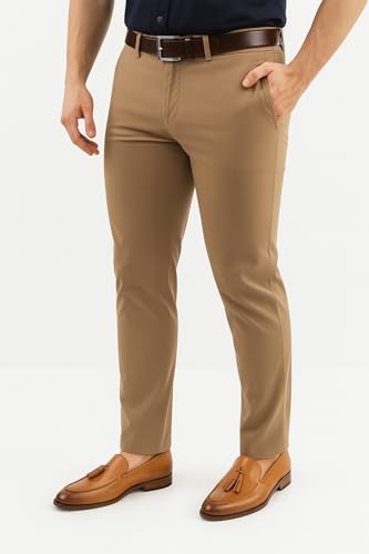 Arber Men's Slim-Fit Stretch Chinos, 97% Cotton/3% Elastane, Flat Front, Breathable, Machine Washable; Gray, Blue, Beige.2