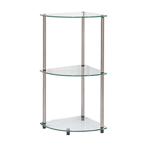 Convenience Concepts 3 Tier Glass Corner Shelf Cover