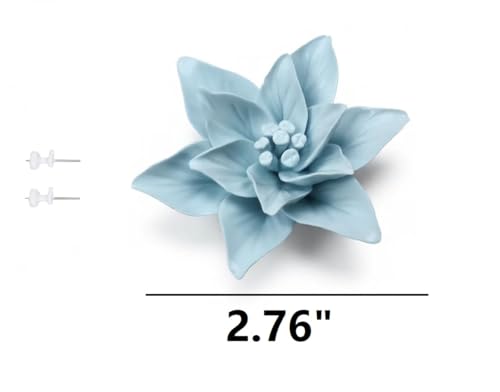 Image of Ceramic Flower Wall Art Decor, Artificial Flower Wall Sculpture,Handmade Ceramic Flowers for Home,Hallway,Living Room, Kitchen,Bathroom (Light Blue,Gardenia, 2.76 inch)
