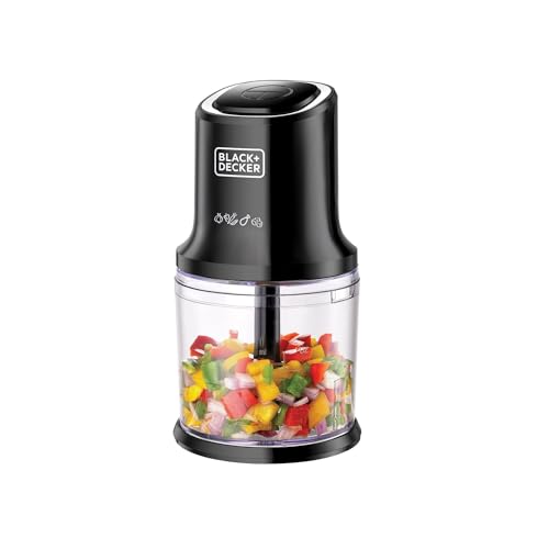 BLACK+DECKER Vertical Chopper 500W 4 Durable Stainless Steel Blades 500ml Working Capacity Bowl Sleek Chrome Trim Powerful Motor for Chopping Pureeing & Mincing Easy to Use Black - FC500-B5
