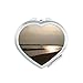 Dusk Beach Photography Mirror Heart Portable Hand Pocket Makeup