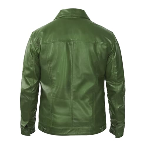 Men's Genuine Green Lambskin Leather Jacket Slim fit Moto Biker jacket S1713