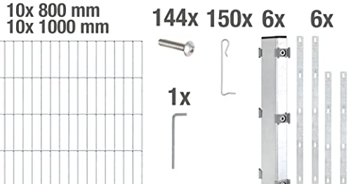 Alberts 665425 Zaungabionen Step² | verschiedene Längen und Höhen | zum Aufschrauben | feuerverzinkt | Mattenbreite 200 cm | Höhe 180 cm | Länge 10 m