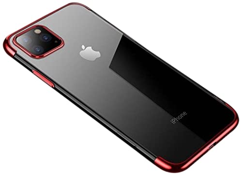 Carcasa de silicona para iPhone 13 Pro Bumper fina, transparente (rojo)