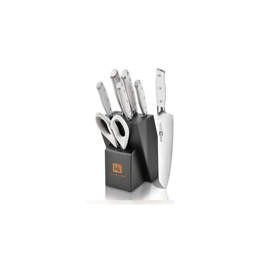 Stahl-High-Carbon-Exclusive-German-Steel-8-Piece-Knife-Block-Set-White Klaus Meyer Stahl High Carbon Exclusive German Steel 8 Piece Knife Block Set (White)