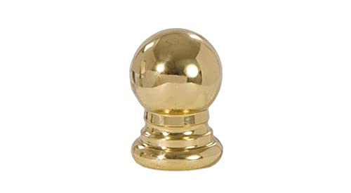 Image of B&P Lamp Solid Brass Sphere Style Polished and Lacquered Finial, 1 Inch Height, 1 /4-27 Tap