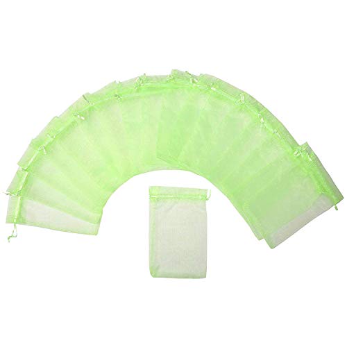 Image of Dealglad 100pcs Drawstring Organza Jewelry Candy Pouch Party Wedding Favor Gift Bags (5x7, Light Green)