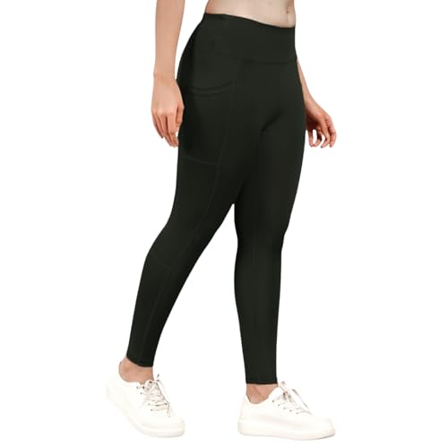Image of NEVER LOSE Thick High Waist Yoga Pants with Pockets, Tummy Control Workout Running Yoga Leggings for Women
