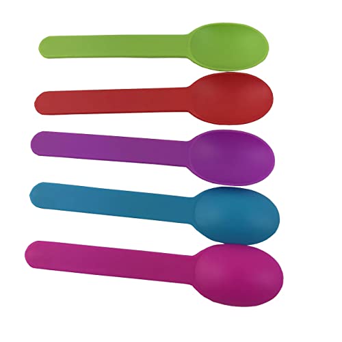 Mmvolesy A112 Disposable Mixed Color Assorted Heavy Widehandle Plastic Spoons Frozen Yogurt Spoon,Ice Cream Spoons,Frozen Dessert Spoons 50Pc thumb #2