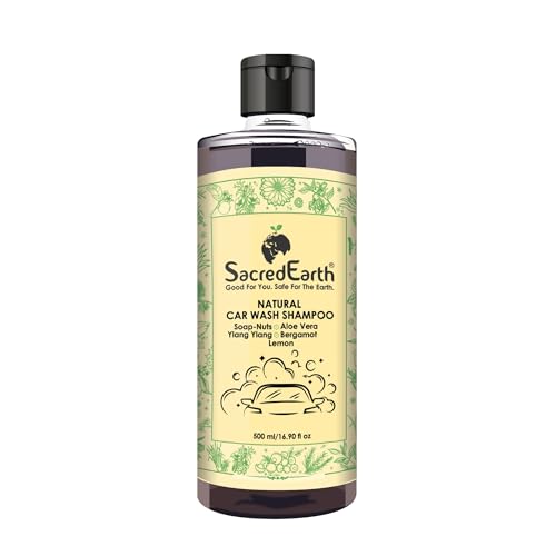 SacredEarth Natural Car Wash Shampoo, Better Shine After Wax, 10X Finish, High Foaming Formula, Concentrate Liquid for Spot Free Cleaning 500 ml