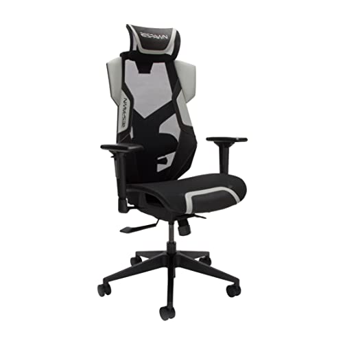 RESPAWN FLEXX Mesh Gaming Chair With Lumbar Support, Ergonomic Gaming Chair with Recline/Tilt Tension Controls, Adjustable Arms, 300lb Max Weight With Wheels for Computer/Desk/Office - Grey