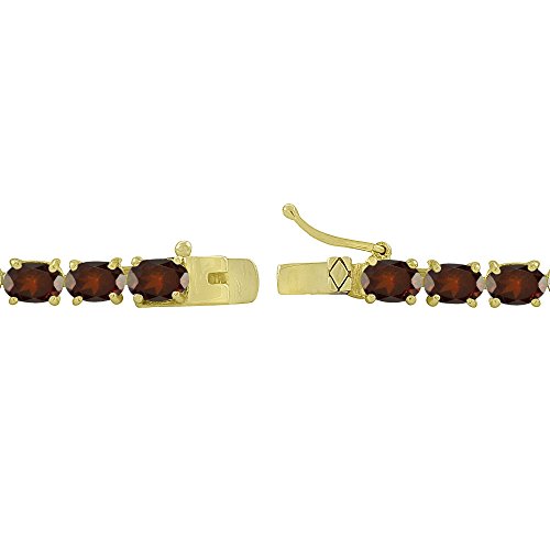 B. BRILLIANT Oval Garnet Tennis Bracelet in Gold Flashed Silver #TOP9