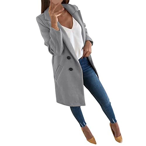 Blazer Chaqueta blazer para mujer, chaqueta de punto, blazer verde, naranja blazer para mujer, chaqueta de pana para mujer, blazer beige, blazer verde hierba, blazer moderno, gris, L