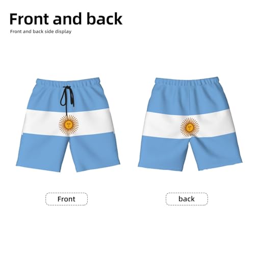 Argentine Flag Youth Beach Pants, Soft and Breathable, with Drawstring Waist, Suitable for Sports and Leisure.2