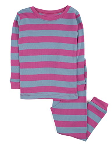 Leveret Boys Girls Kids Striped Two Piece Cotton Pajamas Purple & Denim Size 5 Years