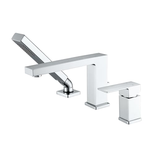 Luxier RTF17-TC Single-Handle Deck-Mount Roman Tub Faucet with Hand Shower in Chrome