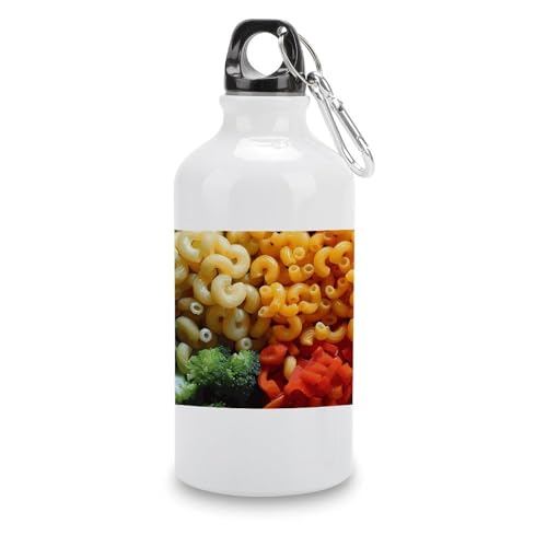 Macarrones - Botella de agua deportiva con impresión de alimentos, reutilizable, de aluminio, taza aislada para viajes al aire libre