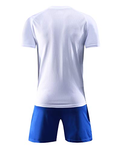 yingfeg bb Men’s Soccer Uniforms Big Boys Sports Training Shorts Jersey Uniforms for Soccer Sports Casual Wear White M - Thumbnail 3