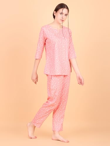 Image of Ichaa Women's Rayon Night Suit Printed Top & Bottom Set