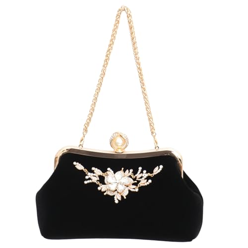 Pochette de soirée en peluche noire pour mariages et cérémonies chic