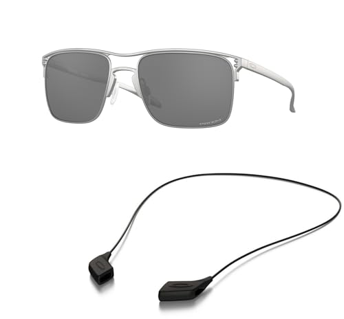 Oakley OO6048 Sunglasses Bundle: OO 6048 604801 Holbrook Ti Satin Chrome Prizm and Large Black leash Accessory kit2