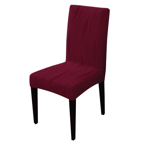 Image of HOKIPO 200 GSM Stretchable Knitting Jacquard Chair Cover Set of 1,'Nestiva Series' Burgundy (AR-6072-BRGN)