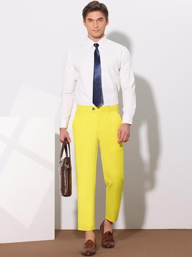 Lars Amadeus Men's Formal Pants Flat Front Skinny Office Prom Cropped Dress Pants3