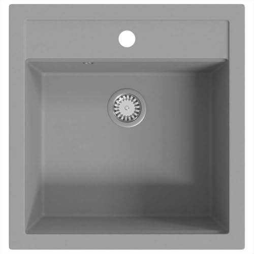 vidaXL Granitsp&uuml;le Einzelbecken Grau Sp&uuml;le K&uuml;chensp&uuml;le Einbausp&uuml;le Sp&uuml;lbecken