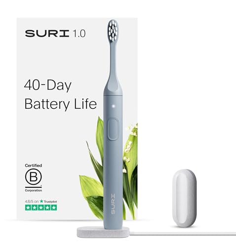 SURI 1.0 Sonic Electric Toothbrush | 1 Month+ Battery | UK’s No.1 Rated | Electric Toothbrush Adults | Travel Tooth Brush | Sonic Toothbrushes | Blue