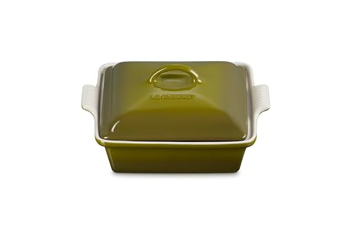 Le Creuset Stoneware Heritage - Cacerola cuadrada poco profunda, 2 cuartos (9 pulgadas), color verde oliva