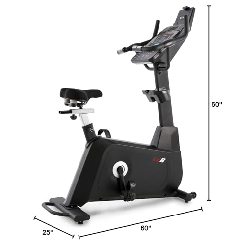 Upright Bike Exercise Machine by Sole Fitness, Indoor Cardio Stationary Bike with Tablet Holder, Touch Screen, Magnetic Gears Resistance, Seat Cushion, and Heart Rate Monitoring (Sole LCB)