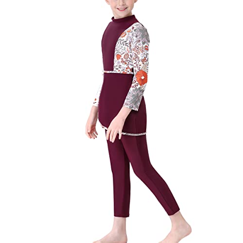Image of Islamic Swimsuit for Girls 2-Piece Full Cover Hijab Top Burkini Pants Modest Muslim Swimwear Beachwear Bathing Suit