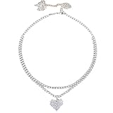 Silver Waist Chain Heart Belly Chain for the Waist Layered Sexy Silver Belly Sparkly Love Waist Body Jewelry for Women